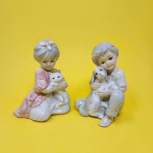 Vintage ceramic figurines by Ellen Allen boy and girl
